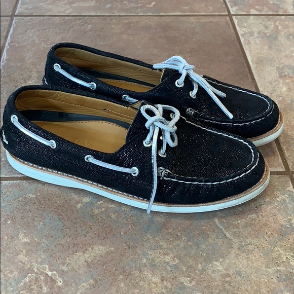 Sperry Shoes - Sperry top slider gold black glitter leather boat